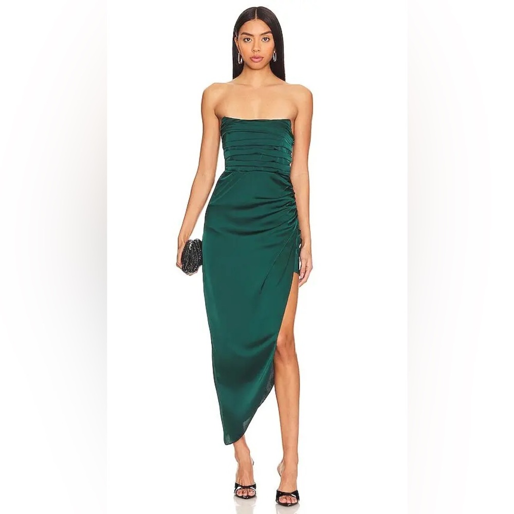 Astr Strapless Emerald Dress